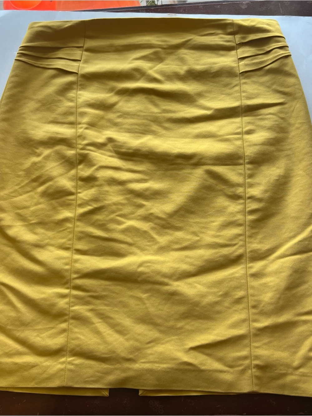 Vintage Express Yellow Mini Pencil Skirt Size 10 21” Long Polyester Cotton